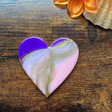 Purple And Gold Heart Resin Wall Art