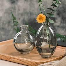 Mini Glass Vases Pack Of 2 Smoke Grey