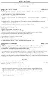 primary care nurse pracioner resume