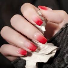 square false nails blush grant red