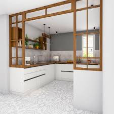 White U Shaped Kitchen Design With Open