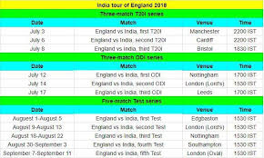 Etsi parhaat ilmaiset kuvapankkikuvat aiheesta ind vs eng all match schedule 2018. Indian Cricket Team 2018 Schedule