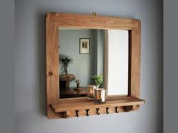 Mirror With Shelf 5 Coat Key Hooks