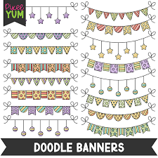 doodle banners clipart pennant clip