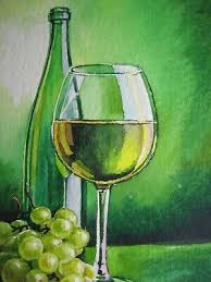 Watercolor Painting Wine Glass Bottle