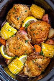 Place chicken in slow cooking pot. Slow Cooker Chicken Thighs With Vegetables Jessica Gavin