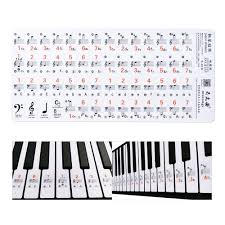 Us 1 3 45 Off Piano Sticker Transparent Piano Keyboard Sticker 49 61 Key Electronic Keyboard 88 Key Piano Stave Note Sticker For White Keys On