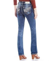 Miss Me Chloe Mid Rise Embellished Angel Wing Pocket Bootcut Jeans