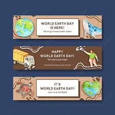 watercolor earth day banner template