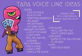 Our character generator on brawl stars is the best in the field. Tara Voice Lines Brawlstars