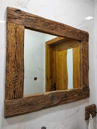 Natural Wood Wall Mirror Rustic Wooden