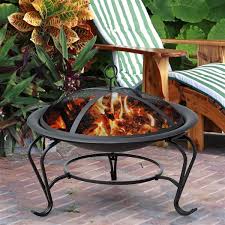 Outsunny Black Steel Round Outdoor Wood