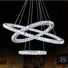 The Led Circle Suspension Crystal Pendant Light 3 Rings D90 3 Cheerhuzz