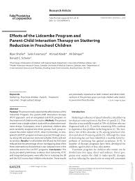 Pdf Effects Of The Lidcombe Program And Parent Child