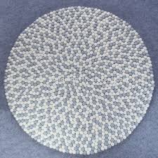 milky grey felt ball rug rug size 100cm