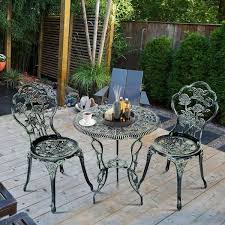 Tangkula Rose Design Bistro Set Antique Aluminum Bench Patio Garden Chair For Outdoor Green