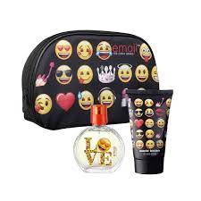 emoji toiletry bag with shower gel and