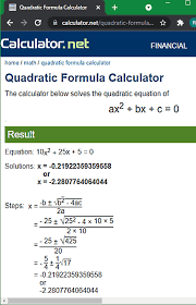 quadratics calculator websites