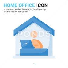 Office Icon Vector With Flat Color