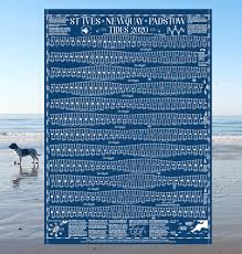 2020 St Ives Newquay Padstow North West Cornwall Tide Wall Chart