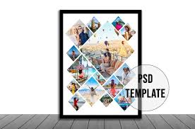 Photo Collage Template In Diamond Shape
