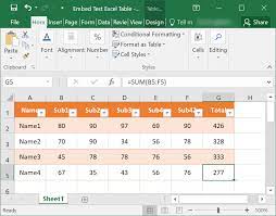 insert excel table in word doent