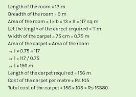 cost of carpeting a room is 13m by 9m