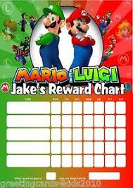 Details About Personalised Super Mario And Luigi Reward Chart Pen With Or Without Photo