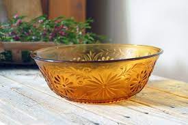 Vintage Amber Glass Bowl Indiana