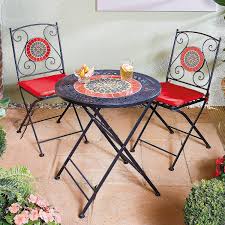 You have 2 decorative chairs and 1 round matching table in this beautiful mosaic bistro set. Mosaic Bistro Set Side Table Buy Both Save 20 Coopers