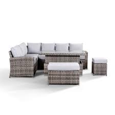 4 seater rattan garden corner sofa set grey sano ii. Beyond Home Sloane Garden Lounge Set In Grey Rattan Republic