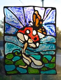 black glue stained glass art