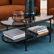 Baryon Smoked Glass Coffee Table Oval