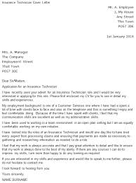 Insurance Technician Covering Letter Example Icover Org Uk