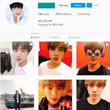 260k bts jin fan insram account for