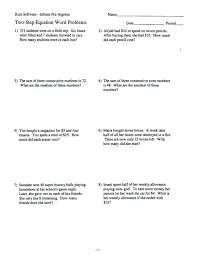 Problem 1) the sum of the angles of a triangle is 180 degrees. 2 Step Equations Word Problems Worksheets With Answers Printable Worksheet Template