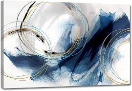 Navy Blue Abstract Canvas Wall Art