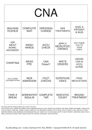 Cna Bingo Cards To Download Print And Customize