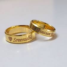 personable name engraved gold couple rings