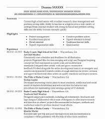 art club member resume sle