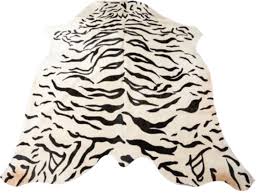 tiger print cowhide rug white home
