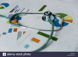 Stethoscope On Graphs And Charts Medical Statistics