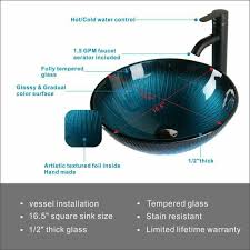 These vessel sink faucets can help in your quest of adding elegance and glamor to your kitchen or bathroom. Modern Elegant Glass Dark Blue Bathroom Vessel Sink Faucet Pop Up Combo Set Lorixon Product