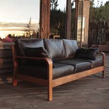 arlanda 180 sofa de cuero y madera cm