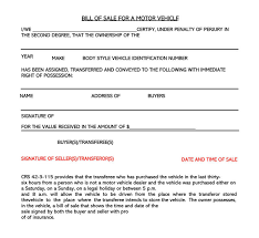 Motor Vehicle Bill Of Sale 10 Free Forms Templates