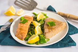 grilled or baked salmon or tuna steaks