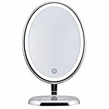 oval personal makeup mirror with lights