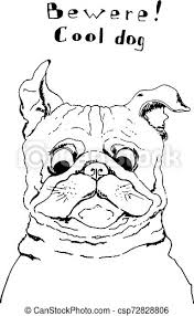 #cool dog #street dog #black dog #cute dog. Portrait Of Cool Pug Dog Hand Drawn Dog Sketch Vector Illustration Bewere Of Cool Pug Dog Hand Drawn Dog Sketch Vector Canstock