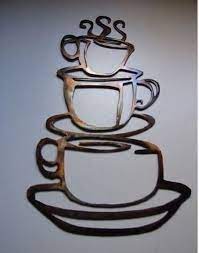 Stacked Coffee Cups Metal Wall Art