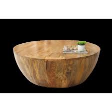 Contemporary Solid Wood Drum Coffee